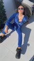 Two-piece, velvet suit "SPRING" - DARK BLUE